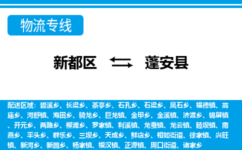 新都区到蓬安县物流公司电话,专线查询,需要几天