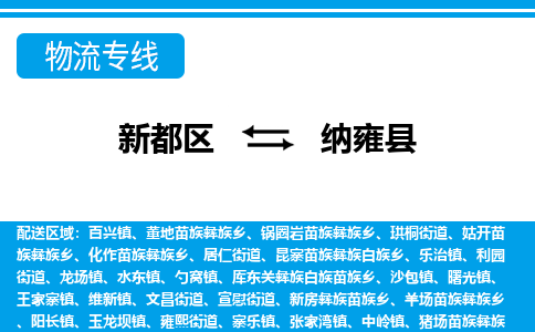 新都区到纳雍县物流公司电话,专线查询,需要几天